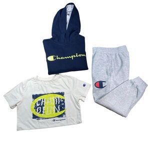 Champion (3) Piece Bundle sweatshirt, Hoodie + T-Shirt Boys YSM